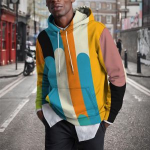 Geometric Stripe Men's Sweatshirt Harajuku loose autumn round neck Pullover Hoodie men's long sleeve Pullover oversized 