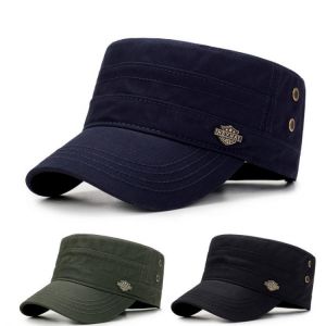 2021 Branded Men Military Cap Summer Autumn Casual Cadet Hat Washed Cotton Flat Top Caps Female Vintage Army Hats Bone Man Cap