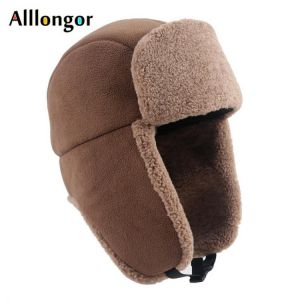 New Fleece Bomber Hat Winter 2021 Autumn Warm Wool Fur Russian Ushanka Hats With Ear Flap Pilot Trapper Cap Earflap Snow Cap
