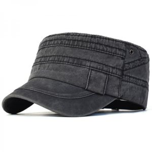 Washed Cotton Military Caps Flat Top Hat Adjustable Men Women Cadet Army Cap Casual Unique Design Vintage Baseball Cap Outdoor