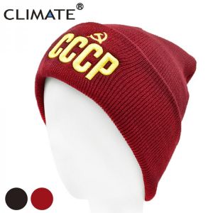 CLIMATE Men's Winter Hat CCCP Beanie Hat Russia Soviet Union Hat Communist Party Black Women Warm Knit Beanie Hat for Men Wom