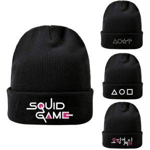 Unisex Women Men Squid Game Knitted Hat Winter Autumn Outdoor Party Hats Tide Hip Hop Caps Cuffed Beanies