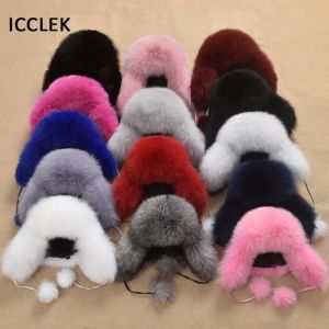 Kids Winter Hat Thick Warm Ears Bomber Hats Cute Boys Girls Real Fox Fur Hat With Ear Flaps Windproof Snow Hat Caps