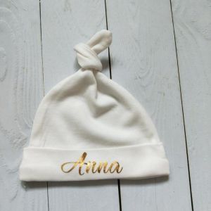 Custom Name White Hat Newborn Boy Or Girl Baby Hat Personalized Printing Baby Hats Children Beanies Unisex Kids Infant Baby Caps