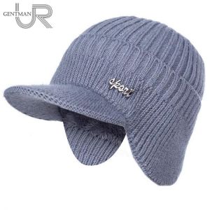 Hot Sale Unisex Stylish Add Fur Lined Warm Winter Hats With Brim Soft Beanie Cap For Men Women Classic Hat With Ear Knitted Hat