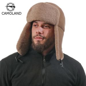 CAMOLAND Warm Winter Hats Women Men Thermal Faux Fur Bomber Hat Outdoor Windproof Earflap Caps Male Russia Ushanka Hats