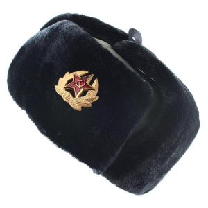 Soviet Military Badge Russia Ushanka Bomber Hats Pilot Trapper trooper Hat Winter Faux Rabbit Fur Earflap Men Snow Caps