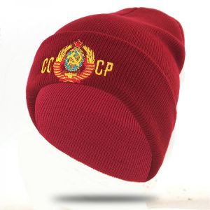 embroidery CCCP USSR hat cotton flexible warm beanie hats for Autumn Winter Russia knitted beanies cap unisex