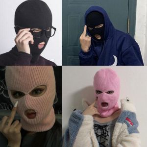 Full Face Cover Cycling Ski Mask Hat 3 Holes Army Tactical CS Balaclava Windproof Knit Beanies Caps Halloween Party Masks Unisex