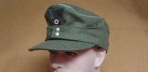 WWII WW2 GERMAN Wehrmacht OFFICER M43 PANZER GRAY-GREEN WOOL FIELD CAP MilitaryHAT WITH PATCH