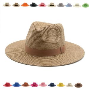 Women's Hat Men Bucket Khaki Ribbon Band Men's Hat Straw Summer Panama Formal Outdoor Party Picnic Bucket Hat Sombreros 