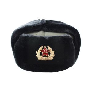 Soviet Army Military Badge Russia Ushanka Winter Bomber Hats For Men Outdoor Warmth Windproof Trapper Trooper Earflap Hat