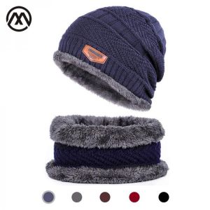 Winter hat Peas man scarf set plus velvet thick men's face caps hood woman outdoor ear protection neck warm scarf knitted hat