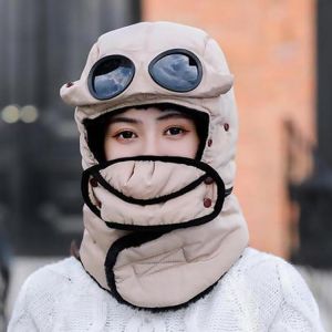 2021 New original design fashion warm cap winter men winter hats for women kids waterproof hood hat with glasses cool balaclava
