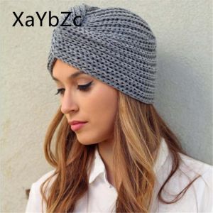 Women's Knitted Turban Hats bohemia turban cashmere cross wrap head Indian hat wool knitting  bonnet turbante cap ready to