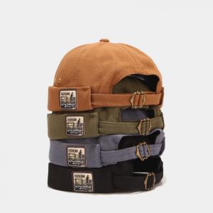 Short Punk Hat Women's Trend New Retro Brimless Melon Skin Hat Fashion Versatile Hat Men's Street Hip Hop Cap Without Vi