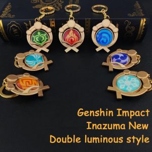 Anime Genshin Impact Keychain Element Vision God's Eye Mondstadt Liyue Snezhnaya Inazuma Accessories Bag Pendant Key Chain Gi