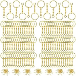 Keychain Rings with Jump Rings Screw Eye Pins for Resin DIY Crafts Jewelry