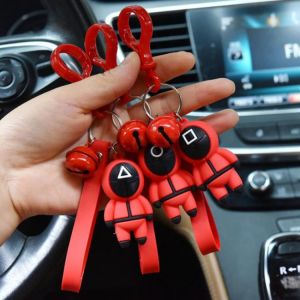 Squid Game Mask Keychain Cosplay Costume Peripheral Props Korean Movie Same Pendant Anniversary Keychain Accessories