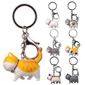 New Fashion Cute Fat Cat Pendant Key Rings Chains Bag Charm Keychains Unisex Lovely Creative Keyrings Backpack Pendant Gifts