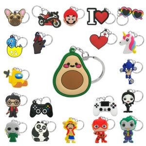 20PCS PVC keychain cat cartoon figure key rings  lovely key holder Kids Xmas Gift Student Schoolbag Pendant Accessory Bag Charms