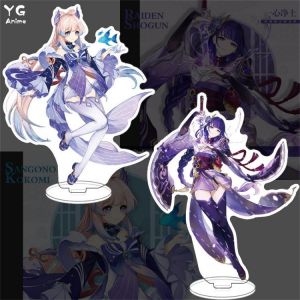Anime Genshin Impact Figure Raiden Shogun Sangonomiya Kokomi Aloy New Acrylic Stand Model Plate Desk Decor Fan Gifts Cosplay Hot