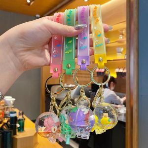 Trend Lollipop Floating Into Oil Keychain Fruit Bunny Bear Key Ring Girl Boy Cute Couple Car Key Key Chain Bag Pendant