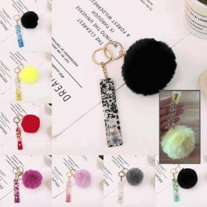 Acrylic Material Card Puller Custom Your Own Credit Card Grabber Keychain For Long Nails Pendant Random Color of the Ball
