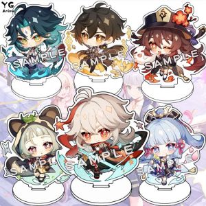 Anime Game Genshin Impact Acrylic Figure Stand Kaedehara Kazuha Barbara Gunnhildr Yoimiya Zhongli Cute Keychain Cosplay Gift New