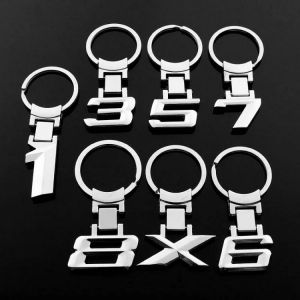 Fashion creative Modified digital Metal Car keychain key ring key chain For Adui Lexus Bezn BMW X 1 3 5 6 7 8 Logo car Styling