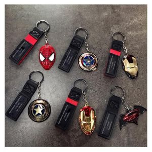 Disney Marvel Avengers Keychains Cartoon Iron Man Captain America Spiderman Car Key Children's Bag Pendant KeyRing Gift