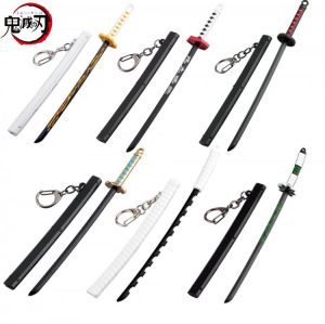Anime Demon Slayer Kimetsu no Yaiba Cartoon Kamado Tanjirou Sword Keychain Blade of Ghost Keyring Weapons Kpop FashionJewelry