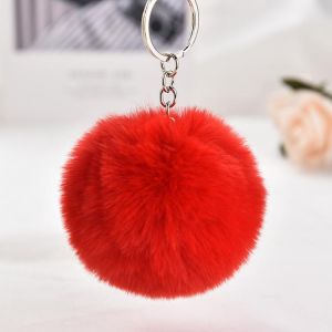 Hot Sale Plush Fur Keychain Pompom Fake Fur Ball KeyChain Women Keyring Bag Charms Key Ring Llaveros Chaveiros Pendant a001