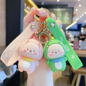 Cartoon Cute Little Dinosaur Baby Keychain Adorable Doll Keyring Car Key Chain Couple School Bag Pendant Key Ring Gifts for Kids
