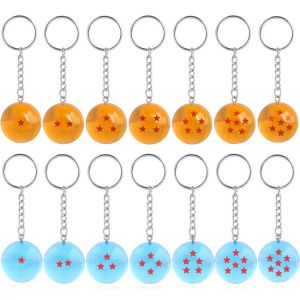 14Pcs Wholesale Cartoon Keychain Z 1-7 Stars Balls Metal Pendant Keying Men Car Women Bag Accessories