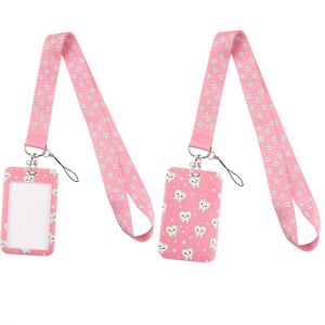 J2851 Cartoon Funny Teeth Card Holder ID Holder Man Woman Bus Card Holder Staff Card With Lanyard For Doctor Nurse Dentistry