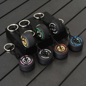 Hot Car Wheel Turbo Keychain Key Ring With Wheel Hub Car Tire Wheel Keychain Auto Car llaveros Fashion Jewelry For Car F1 Fans