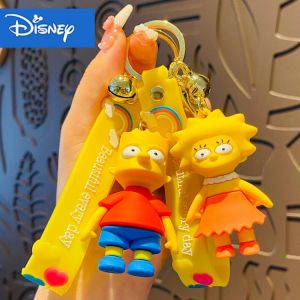 Cute The Simpsons Keychain Creative Animation Character Doll Keyring Fashion Couple Backpack Key Chain Pendant Children Toy Gift
