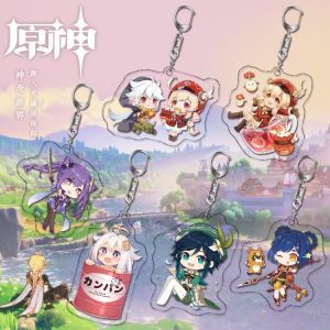 Anime Genshin Impact Keychain Badge Accessories Barbatos Klee Xiao Morax Cosplay Props Key Chain Cartoon Backpack Pendant