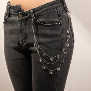 Punk Hip-hop Trendy Belt Key Chain Waist Butterfly Pants Chain Jeans Long Metal Clothing Accessories Jewelry Fashion