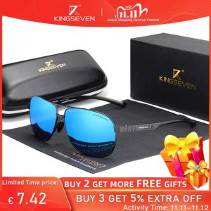 KINGSEVEN 2021 Brand Men Aluminum Sunglasses Polarized UV400 Mirror Male Sun Glasses Women For Men Oculos de sol