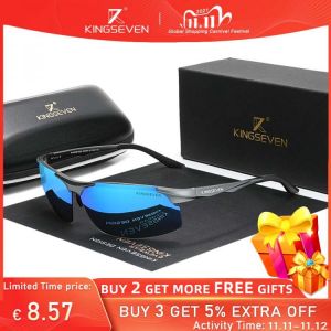 Genuine KINGSEVEN Polarized Men Aluminum Sunglasses Driving Mirror Lens Male Sun Glasses Aviation Women For Men Eyewear 9126
