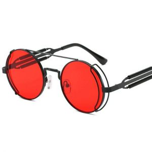 Steampunk Sunglasses Men's Retro Round Punk Sunglasses 2021 Black Metal Gothic Style Luxury Polarized Ladies UV400 Glasses
