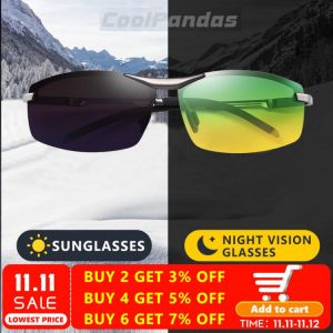 CoolPandas 2021 Photochromic Sunglasses Men Day Night-Vision Polarized Chameleon Glasses Driving UV400 Sun Glasses Oculos De Sol