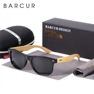 BARCUR Polarized Bamboo Sunglasses Men Wooden Sun Glasses Women Brand Original Wood UV400 Oculos De Sol Masculino