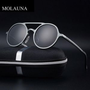 Retro Round Steampunk Sunglasses Men Women Aluminum Men's Polarized Sunglasses Classic Driving Male Glasses Oculos De Sol UV4