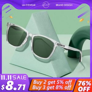 LM 2021 Polarized Sunglasses Men Women Fashion Square Shades Transparent Frame Ladies Travel UV400 Goggles Driving Sun Glasses