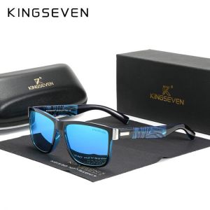 Genuine KINGSEVEN Brand Square Retro Gradient Polarized Sunglasses Women Men Carbon Fiber Pattern Design Outdoor Sports Eyewear