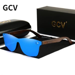 GCV Natural Wooden Photochromic Sunglasses Men Polarized Fashion Sun Glasses Original Wood Oculos De Sol Masculino