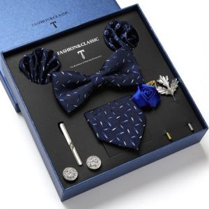 Free Shipping Men's Tie Set Luxury Gift Box Silk Tie Necktie Set for Men 8pcs Inside Packing